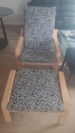 Fauteuil-relax et son repose-pieds, bois, tissu déhoussable, Maison & Meubles, Fauteuils, Enlèvement, Comme neuf, Tissus