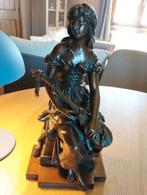 Hippolyte Moreau (1832-1926) - La joueuse de mandoline, Antiquités & Art, Antiquités | Bronze & Cuivre, Enlèvement, Bronze