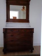 Antieke commode marmeren blad + spiegel, Antiek en Kunst, Ophalen