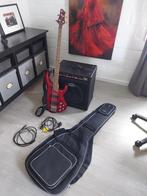 Basgitaar + versterker + draagtas, Musique & Instruments, Instruments à corde | Guitares | Basses, Enlèvement, Comme neuf, Électrique
